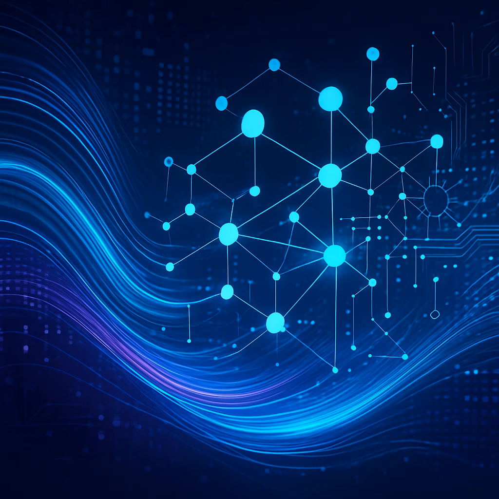 perplexity-ki-datenvisualisierung.png Abstrakte Visualisierung von Datenströmen und Algorithmen im Hintergrund einer KI-Suchmaschine